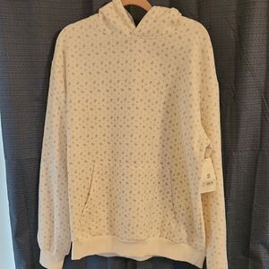 Ladies XL Hoodie. Ivory And Blue Floral.
